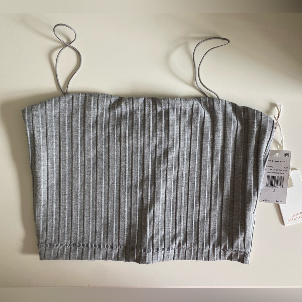 Good American Heather Grey Ribbed Tank